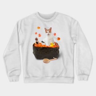 Cat Bathing in Luxurious Salmon Caviar | Sushi Cat Crewneck Sweatshirt